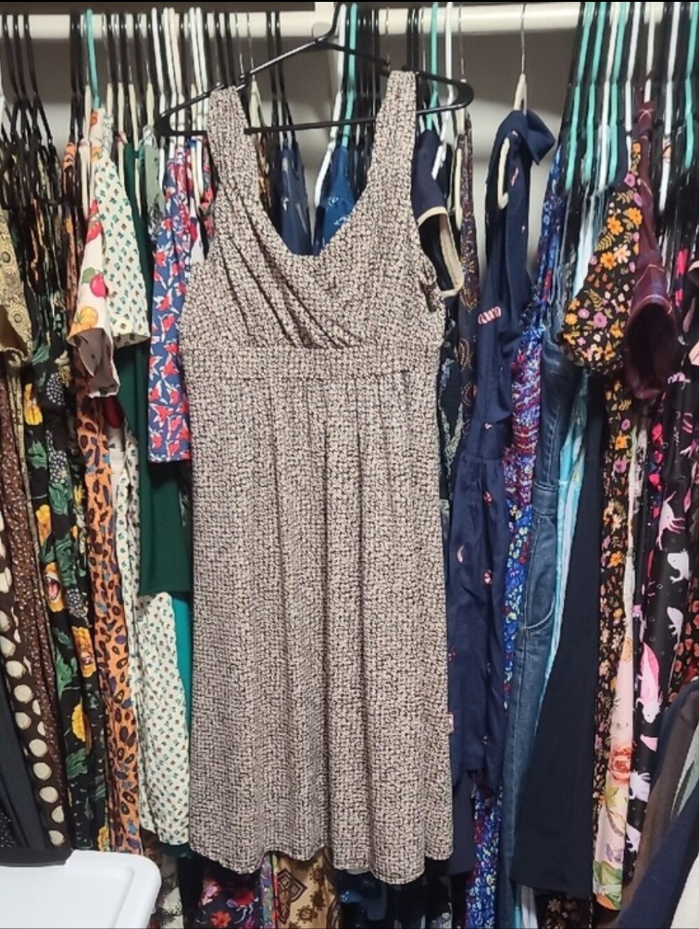 Floral-Print Sleeveless Summer Dress - Taupe/White